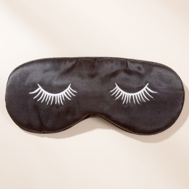 Best Black Silk Eye Mask with Printed Eyelashes UK