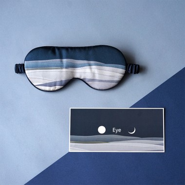 Best Navy Printed Silk Eye Mask UK