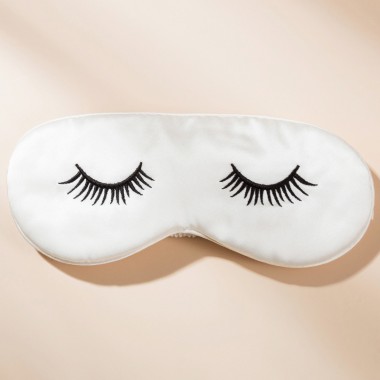 Best White Silk Eye Mask with Printed Eyelashes UK