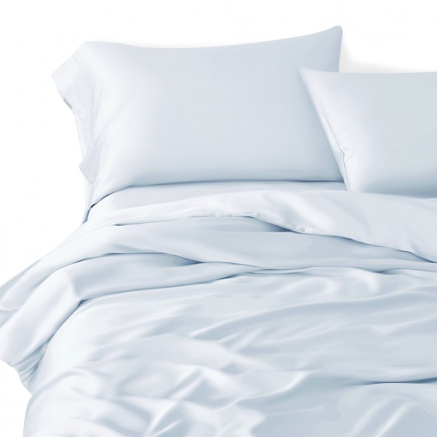 Best Alice Blue 22 Momme Mulberry Silk Duvet Cover UK