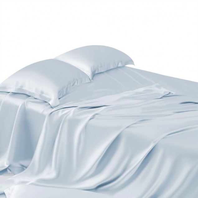 Best Alice Blue 22 Momme Mulberry Silk Flat Sheet UK Best Alice Blue 22 Momme Mulberry Silk Flat Sheet UK