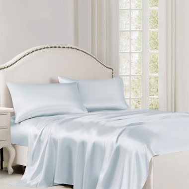 Best Alice Blue 22 Momme Mulberry Silk Flat Sheet UK