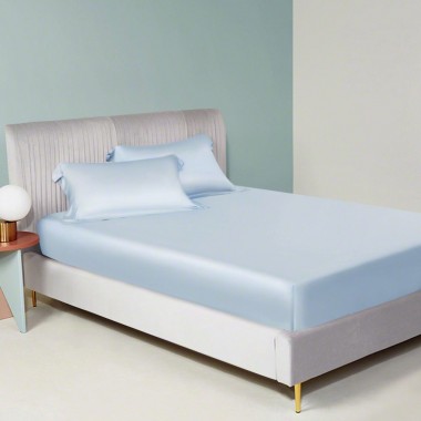 Best Baby Blue 22 Momme Mulberry Silk Fitted Sheet UK