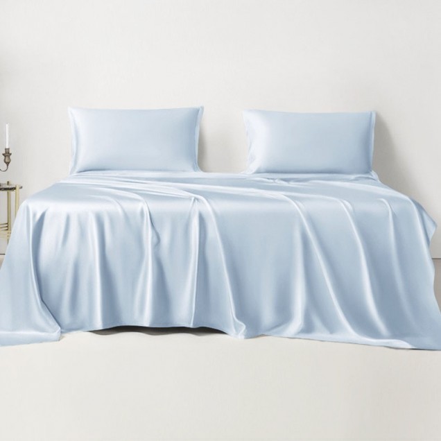 Best Baby Blue 22 Momme Mulberry Silk Sheet Set UK Best Baby Blue 22 Momme Mulberry Silk Sheet Set UK