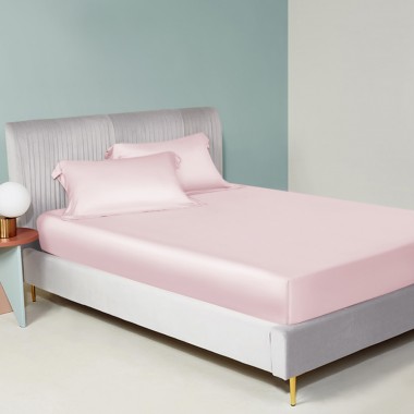 Best Baby Pink 22 Momme Mulberry Silk Fitted Sheet UK