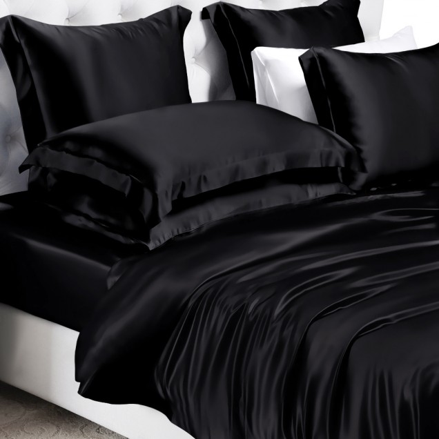Best Black 22 Momme Mulberry Silk Duvet Cover UK