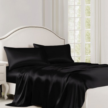 Best Black 22 Momme Mulberry Silk Flat Sheet UK
