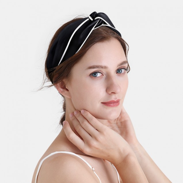 Best Black & Ivory Silk Headband UK