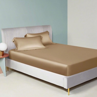 Best Cappuccino 22 Momme Mulberry Silk Fitted Sheet UK
