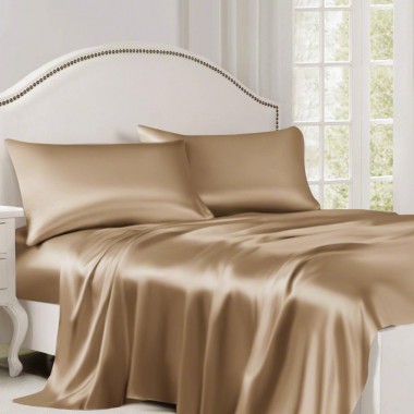 Best Cappuccino 22 Momme Mulberry Silk Flat Sheet UK