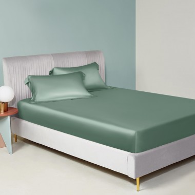Best Celadon Green 22 Momme Mulberry Silk Fitted Sheet UK