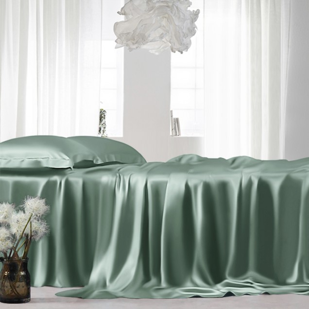 Best Celadon Green 22 Momme Mulberry Silk Flat Sheet UK Best Celadon Green 22 Momme Mulberry Silk Flat Sheet UK