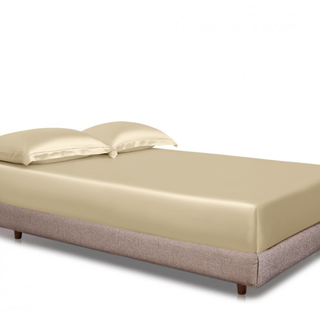 Best Champagne 22 Momme Mulberry Silk Fitted Sheet UK Best Champagne 22 Momme Mulberry Silk Fitted Sheet UK