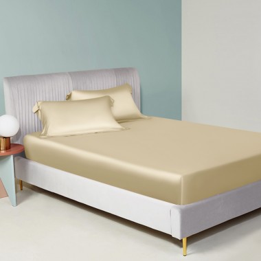Best Champagne 22 Momme Mulberry Silk Fitted Sheet UK