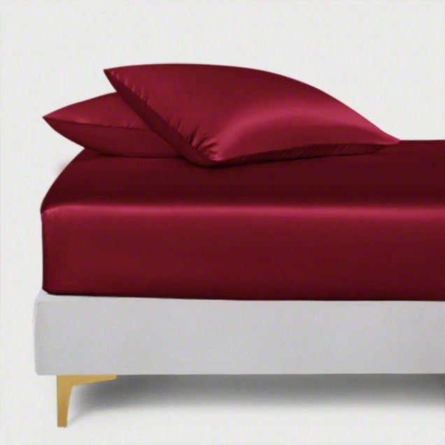 Best Claret 22 Momme Mulberry Silk Fitted Sheet UK Best Claret 22 Momme Mulberry Silk Fitted Sheet UK