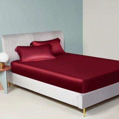Best Claret 22 Momme Mulberry Silk Fitted Sheet UK