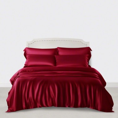 Best Claret 3 PCS 22 Momme Mulberry Silk Duvet Cover Set UK