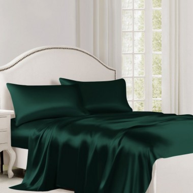 Best Dark Green 22 Momme Mulberry Silk Flat Sheet UK