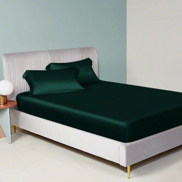 Best Dark Green 22 Momme Mulberry Silk Sheet Set UK