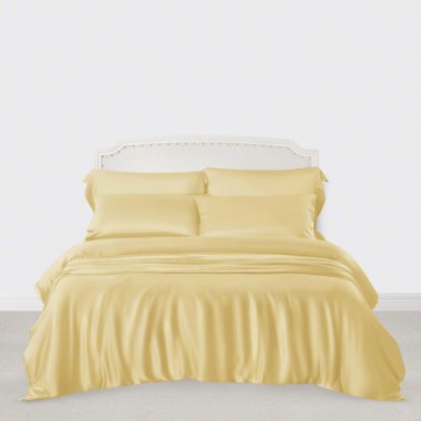 Best Gold 3 PCS 22 Momme Mulberry Silk Duvet Cover Set UK