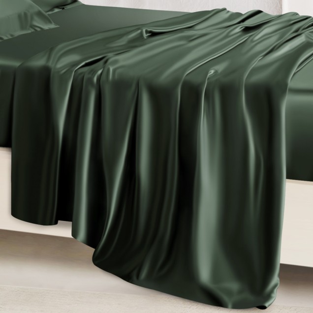 Best Hunter Green 22 Momme Mulberry Silk Flat Sheet UK Best Hunter Green 22 Momme Mulberry Silk Flat Sheet UK