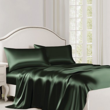 Best Hunter Green 22 Momme Mulberry Silk Flat Sheet UK