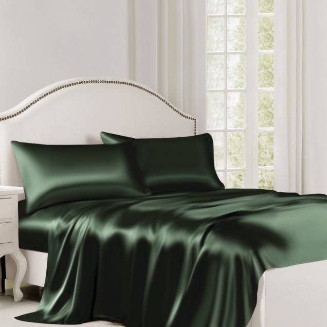 Best Hunter Green 22 Momme Mulberry Silk Flat Sheet UK Best Hunter Green 22 Momme Mulberry Silk Flat Sheet UK