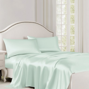 Best Light Cyan 22 Momme Mulberry Silk Flat Sheet UK