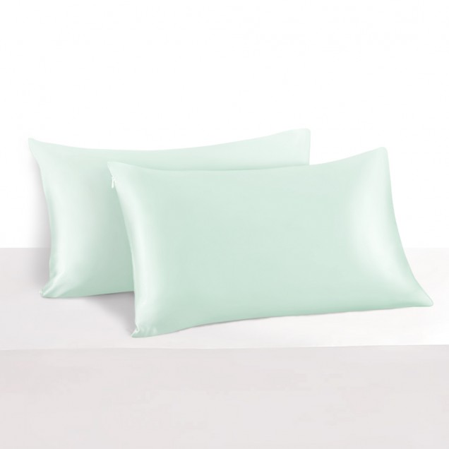 Best Light Cyan 22 Momme Mulberry Zipper Silk Pillowcase UK Best Light Cyan 22 Momme Mulberry Zipper Silk Pillowcase UK
