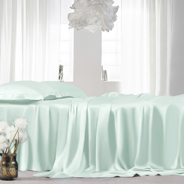 Best Light Cyan 22 Momme Mulberry Silk Sheet Set UK