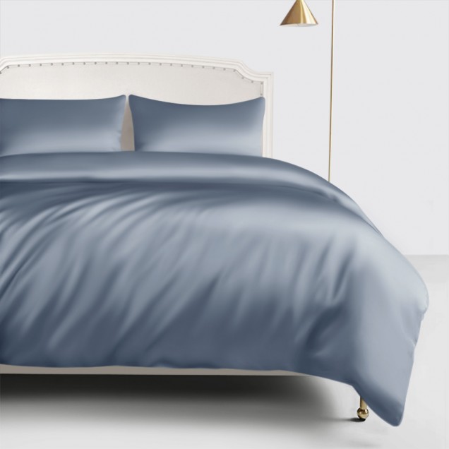 Best Misty Blue 22 Momme Mulberry Silk Duvet Cover UK