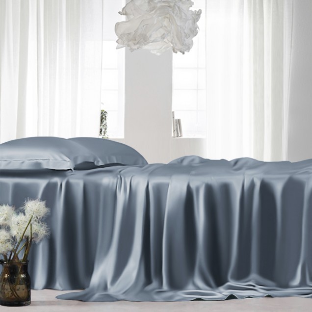 Best Misty Blue 22 Momme Mulberry Silk Flat Sheet UK Best Misty Blue 22 Momme Mulberry Silk Flat Sheet UK