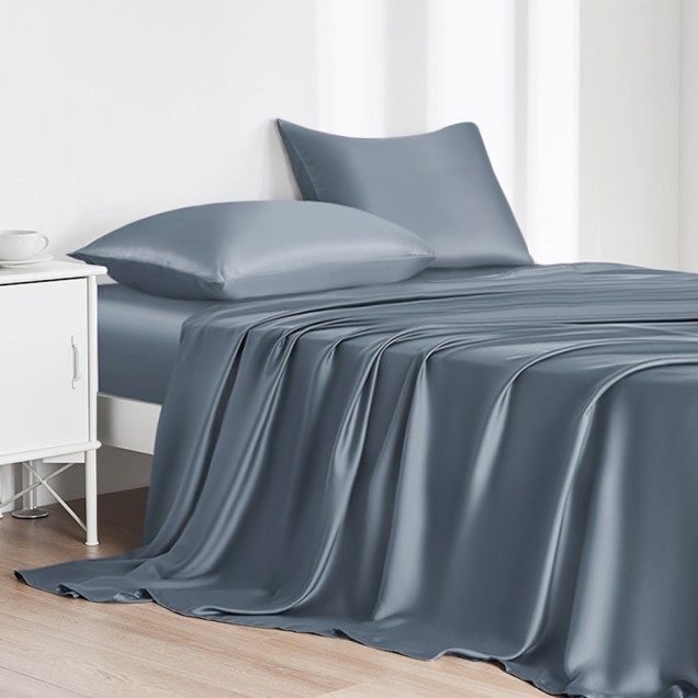 Best Misty Blue 22 Momme Mulberry Silk Flat Sheet UK Best Misty Blue 22 Momme Mulberry Silk Flat Sheet UK