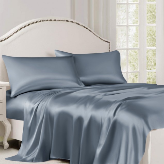 Best Misty Blue 22 Momme Mulberry Silk Flat Sheet UK Best Misty Blue 22 Momme Mulberry Silk Flat Sheet UK