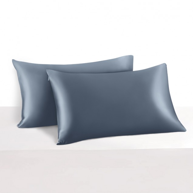 Best Misty Blue 22 Momme Mulberry Zipper Silk Pillowcase UK Best Misty Blue 22 Momme Mulberry Zipper Silk Pillowcase UK