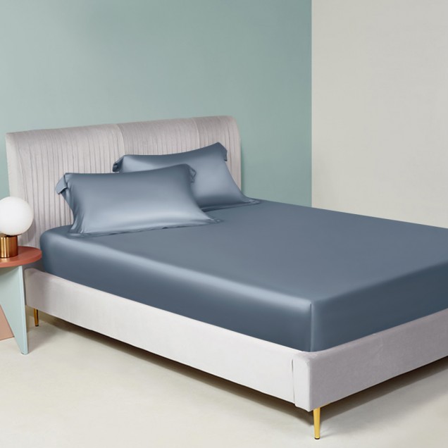 Best Misty Blue 22 Momme Mulberry Silk Sheet Set UK Best Misty Blue 22 Momme Mulberry Silk Sheet Set UK