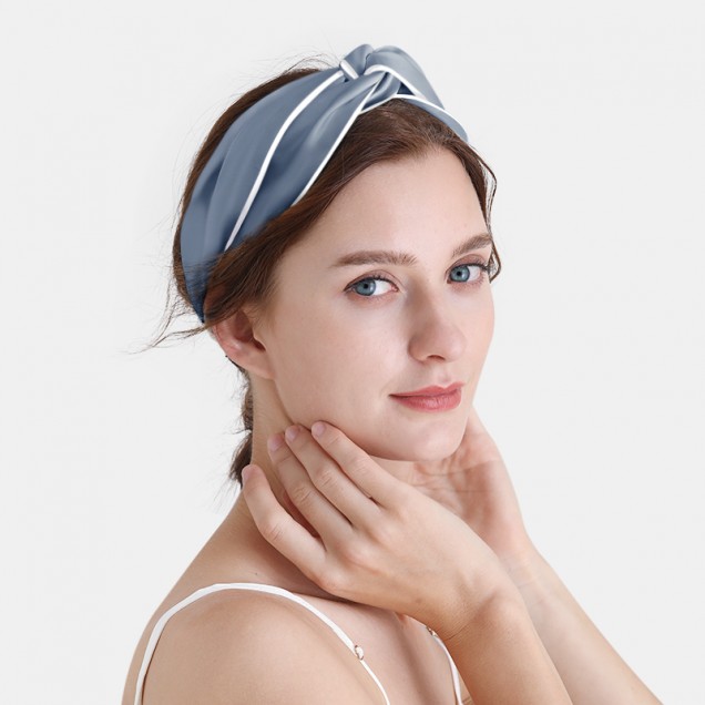 Best Misty Blue & Ivory Silk Headband UK Best Misty Blue & Ivory Silk Headband UK