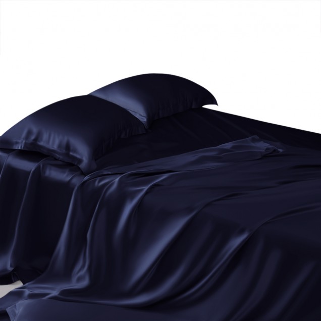 Best Navy 22 Momme Mulberry Silk Flat Sheet UK Best Navy 22 Momme Mulberry Silk Flat Sheet UK