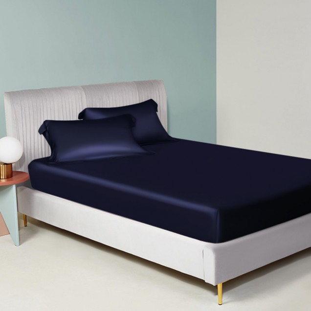 Best Navy 22 Momme Mulberry Silk Sheet Set UK Best Navy 22 Momme Mulberry Silk Sheet Set UK