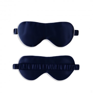 Best Navy & Ivory Suede Rose Silk Eye Mask UK
