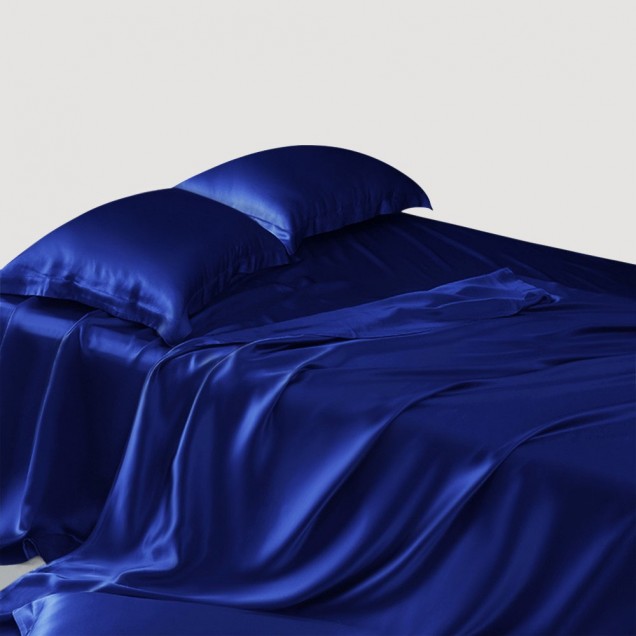 Best Royal Blue 22 Momme Mulberry Silk Flat Sheet UK Best Royal Blue 22 Momme Mulberry Silk Flat Sheet UK