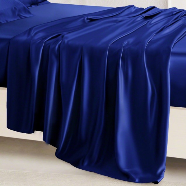 Best Royal Blue 22 Momme Mulberry Silk Flat Sheet UK Best Royal Blue 22 Momme Mulberry Silk Flat Sheet UK