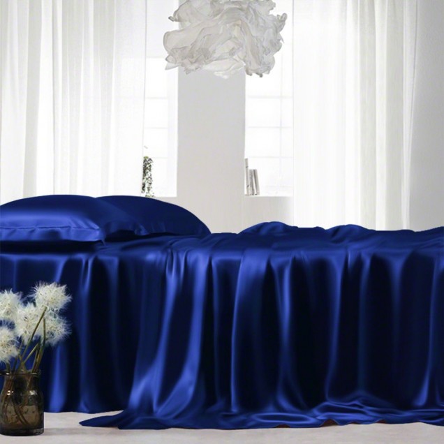 Best Royal Blue 22 Momme Mulberry Silk Sheet Set UK