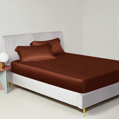 Best Rust Red 22 Momme Mulberry Silk Fitted Sheet UK