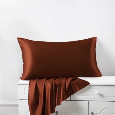 Best Rust Red 22 Momme Mulberry Zipper Silk Pillowcase UK