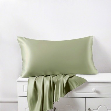 Best Sage Green 22 Momme Mulberry Zipper Silk Pillowcase UK