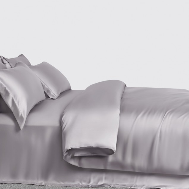 Best Silver 3 PCS 22 Momme Mulberry Silk Duvet Cover Set UK Best Silver 3 PCS 22 Momme Mulberry Silk Duvet Cover Set UK
