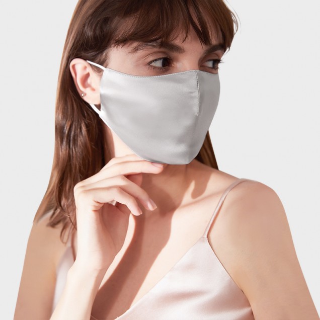 Best Silver & White Double-Sided 22 Momme Silk Face Mask UK Best Silver & White Double-Sided 22 Momme Silk Face Mask UK