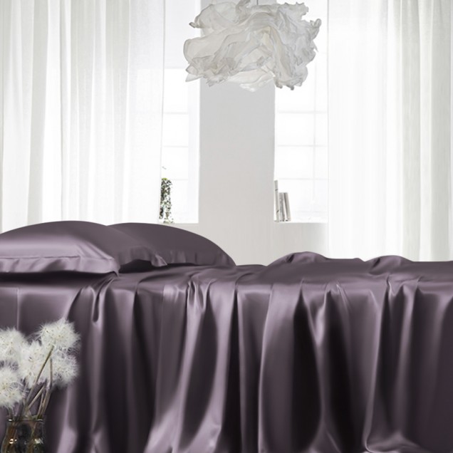 Best Slate Gray 22 Momme Mulberry Silk Fitted Sheet UK Best Slate Gray 22 Momme Mulberry Silk Fitted Sheet UK