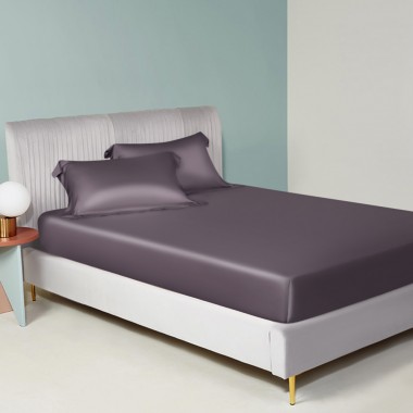Best Slate Gray 22 Momme Mulberry Silk Fitted Sheet UK